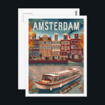 Postal Amsterdam Países Bajos Vintage Famage Travel Place<br><div class="desc">Amsterdam Países Bajos Vintage Famage Travel Place</div>
