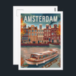 Postal Amsterdam Países Bajos Vintage Famage Travel Place<br><div class="desc">Amsterdam Países Bajos Vintage Famage Travel Place</div>