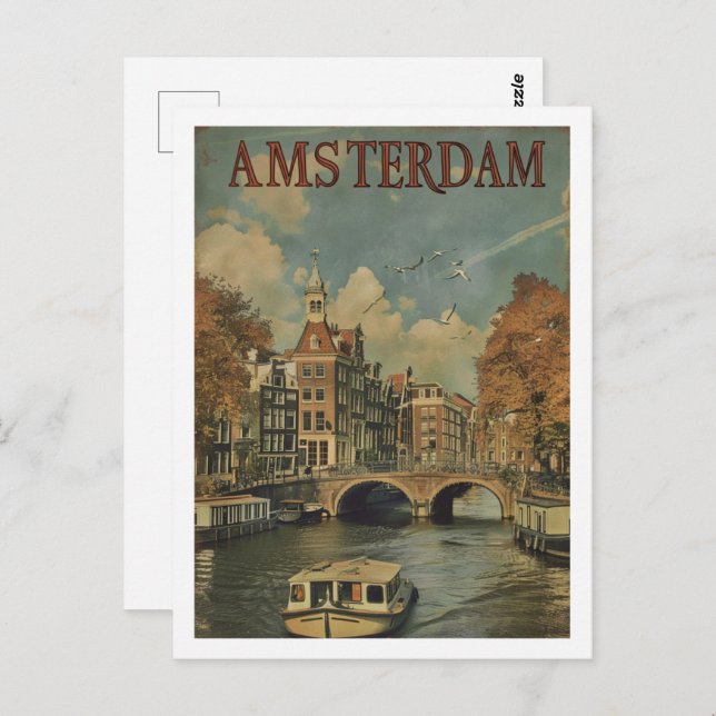 Postal Amsterdam Países Bajos Vintage Famage Travel Place (Anverso / Reverso)