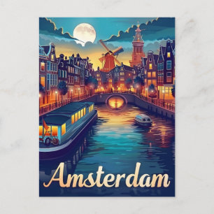 Postal Ámsterdam por noche