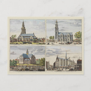 Postal Ámsterdam vintage, Ámsterdam, iglesias