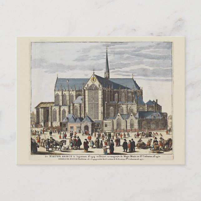 Postal Ámsterdam vintage, Ámsterdam, nueva iglesia (Anverso)