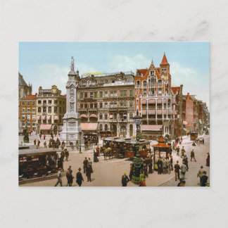 Postal Ámsterdam vintage, tranvías en Dom Plat