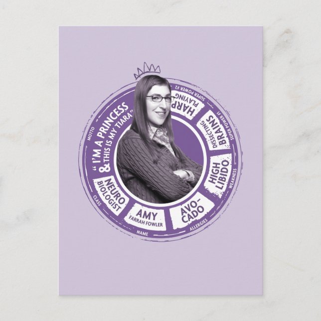 Postal Amy Farrah Fowler Info Graphic (Anverso)