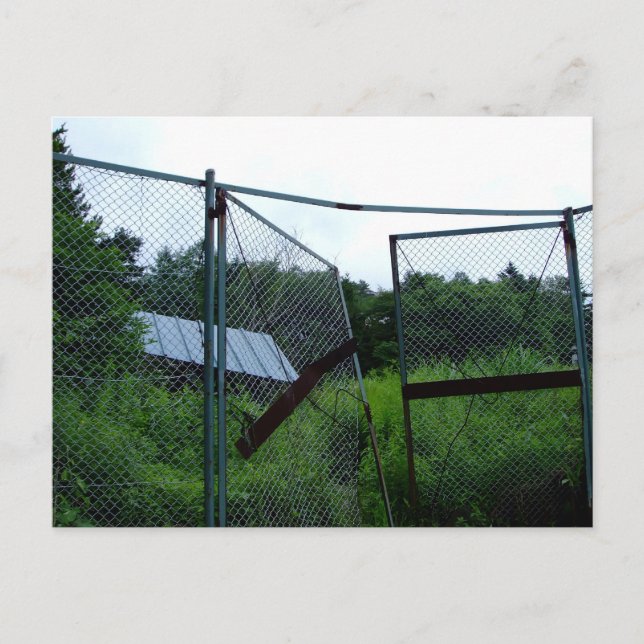 Postal An abandoned house beyond the broken fence. (Anverso)