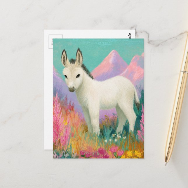 Postal An Adorable White Donkey (Anverso/Reverso In Situ)
