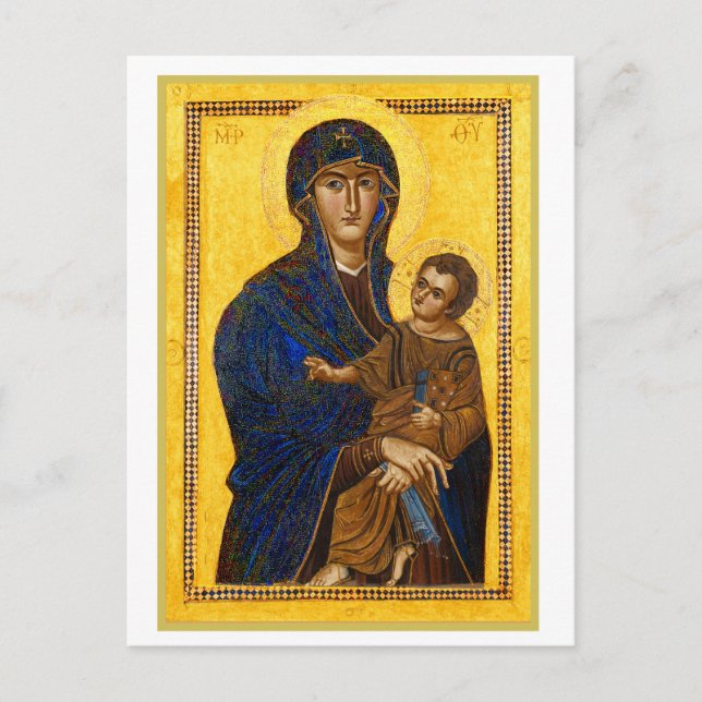 Postal An Ancient Madonna and Child Holiday Christmas  (Anverso)