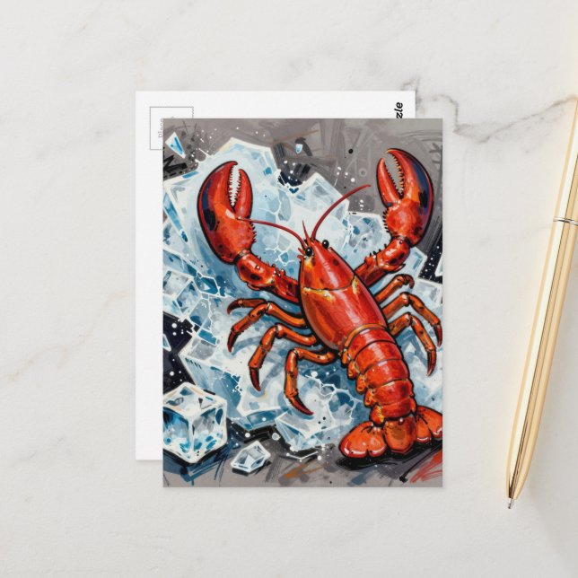 Postal An Angry Maine Lobster Breaking Ice (Anverso/Reverso In Situ)