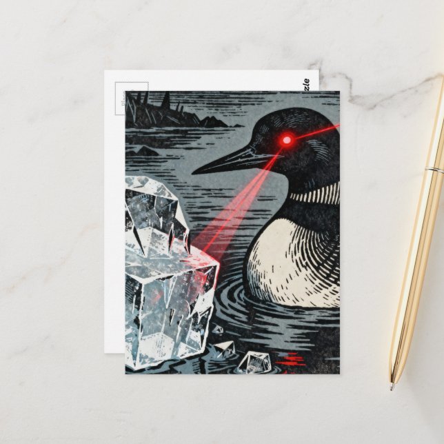 Postal An Angry Minnesota Loon Melting Ice (Anverso/Reverso In Situ)