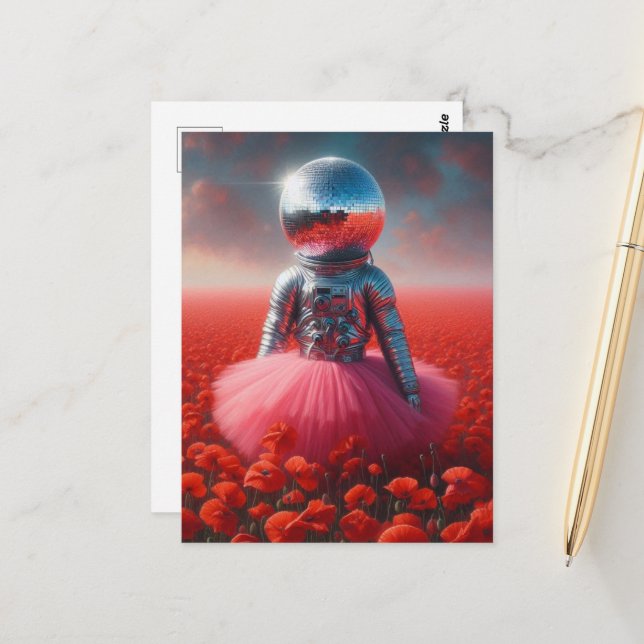 Postal An astronaut in a pink tutu disco ball head  (Anverso/Reverso In Situ)