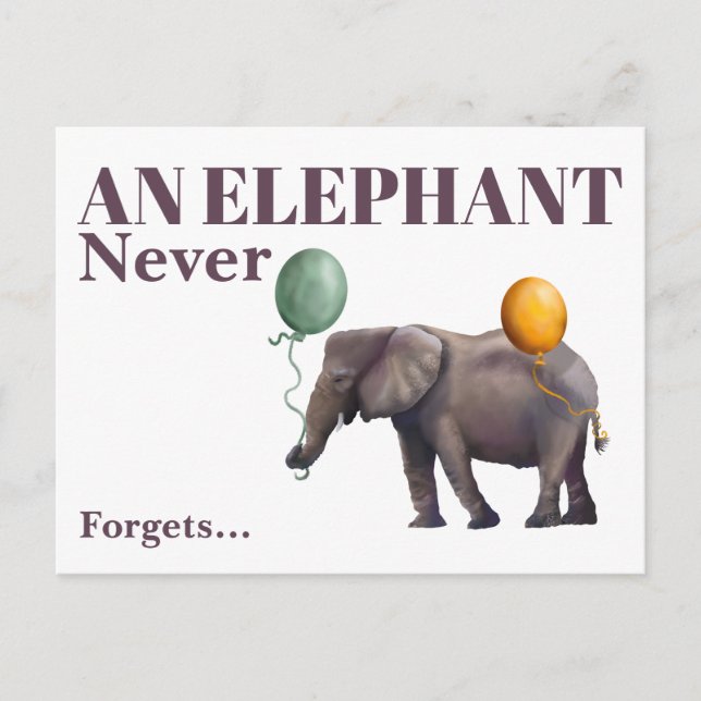 Postal An Elephant Never Forgets Postcard (Anverso)
