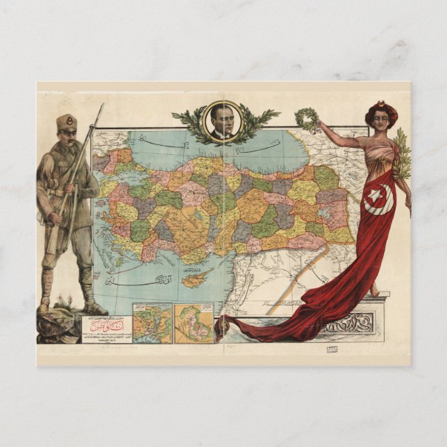 Postal Ana Vatan, Mapa de Turquía (1927) (Anverso)