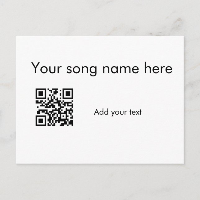 Postal Añadir el nombre de la canción aquí q r código aña (Anverso)