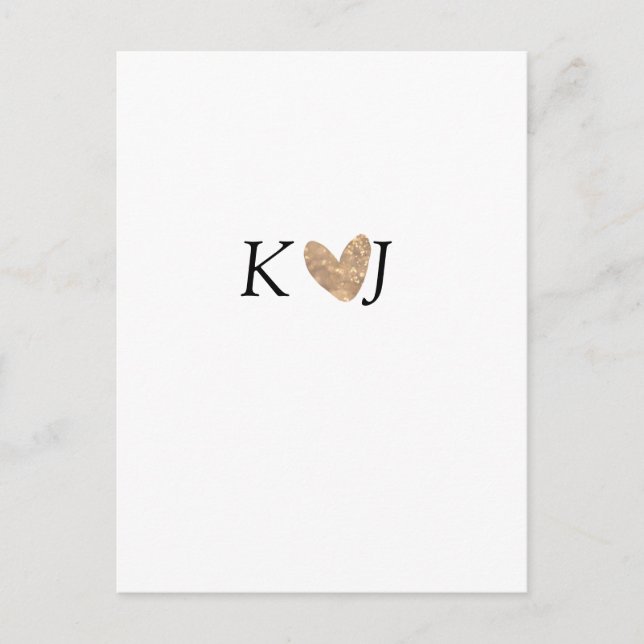 Postal Añadir letra de pareja boda purpurina de corazón d (Anverso)