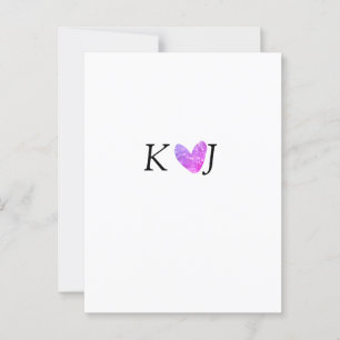 Postal Añadir letra de pareja boda purpurina de corazón r