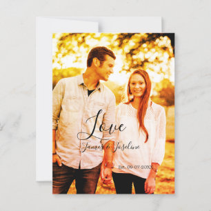 Postal Añadir nombre de la pareja foto de amor año fecha 