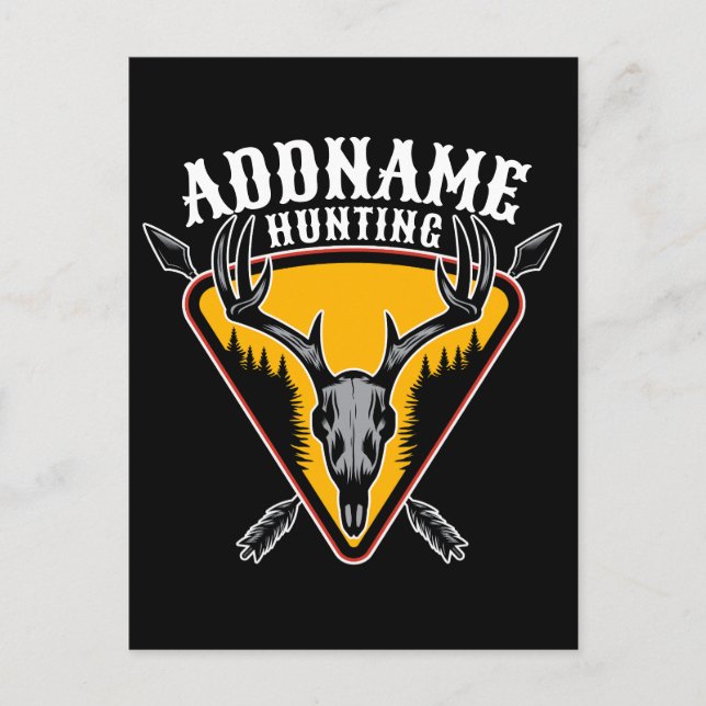 Postal AÑADIR NOMBRE Hunter Elk Skull Big Antlers Caza de (Anverso)