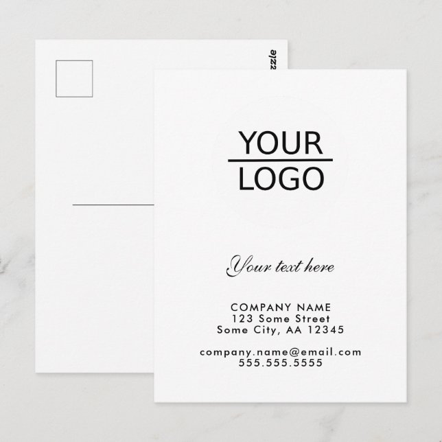 Postal Añadir su logotipo con promoción de texto Personal (Anverso / Reverso)