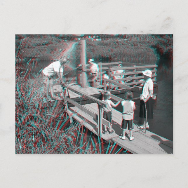 Postal Anaglyph 3D - Hampton Lode Ferry, Shropshire, Rein (Anverso)