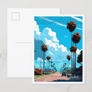 Postal Anaheim ilustracion de viajes de arte de Californi