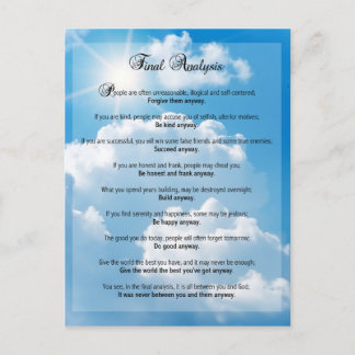 Postal Análisis final: "Hazlo de todos modos"