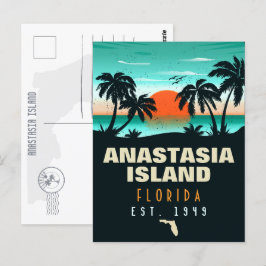 Postal Anastasia Island Florida Retro Sunset Souvenirs