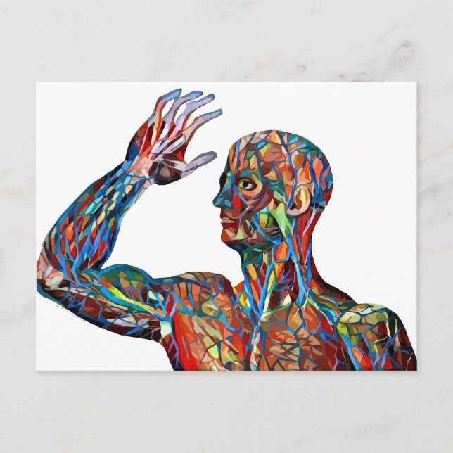 Postal anatomía humana abstracta hombre vena arterias art (Anverso)
