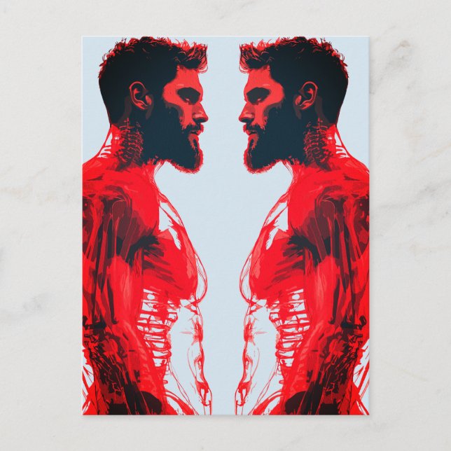 Postal Anatomía Roja – Estudio Abstracto del Músculo Huma (Anverso)
