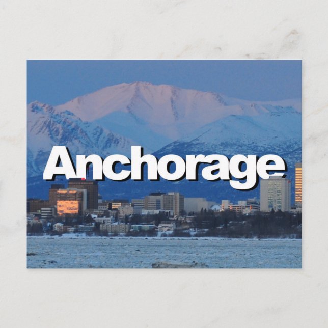 Postal Anchorage Alaska Skyline con Anchorage en el cielo (Anverso)