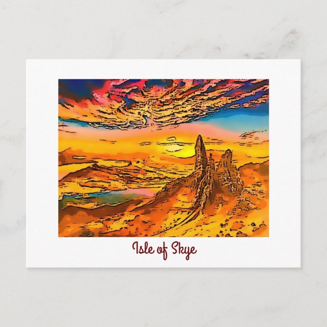 Postal Anciano de Skye, Escocia de la tormenta (Anverso)