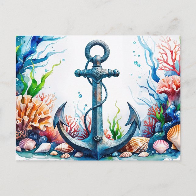 Postal Ancla acuática, Arrecife de Coral, Agujas Marinas (Anverso)