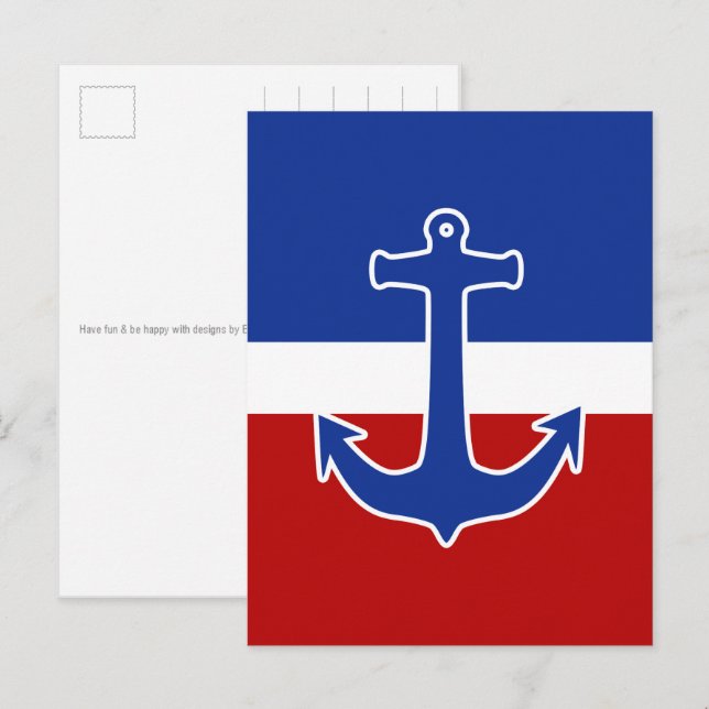 Postal Ancla azul + tu fondo e ideas (Anverso / Reverso)