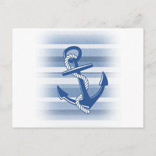 Postal Ancla con cuerda en tonos azules