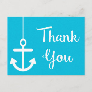 Postal Ancla de Barco Turquesa Gracias Marino Marinero