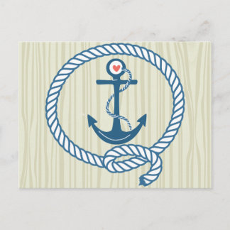 Postal Ancla de la Armada Náutica con Rope y corazón