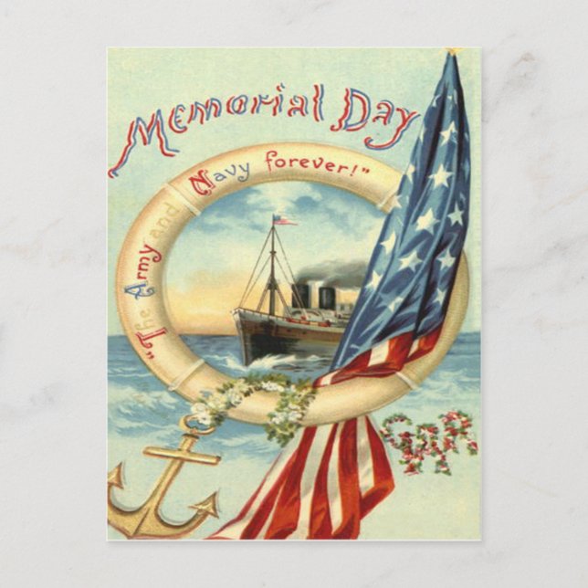 Postal Ancla de la bandera de los Estados Unidos flama el (Anverso)