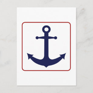 Postal Ancla nautica - Blanco rojo y azul