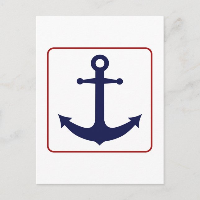 Postal Ancla nautica - Blanco rojo y azul (Anverso)