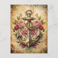 Ancla Rústica Vintage Rosas Océano Náutico
