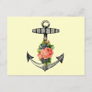 Postal "Ancla vintage y Rosas"