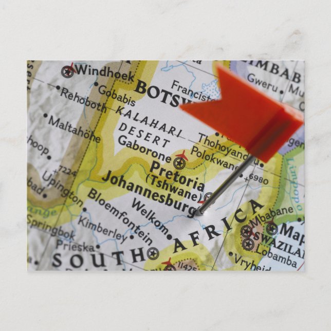 Postal Anclaje de mapa colocado en Johannesburgo, Sudáfri (Anverso)