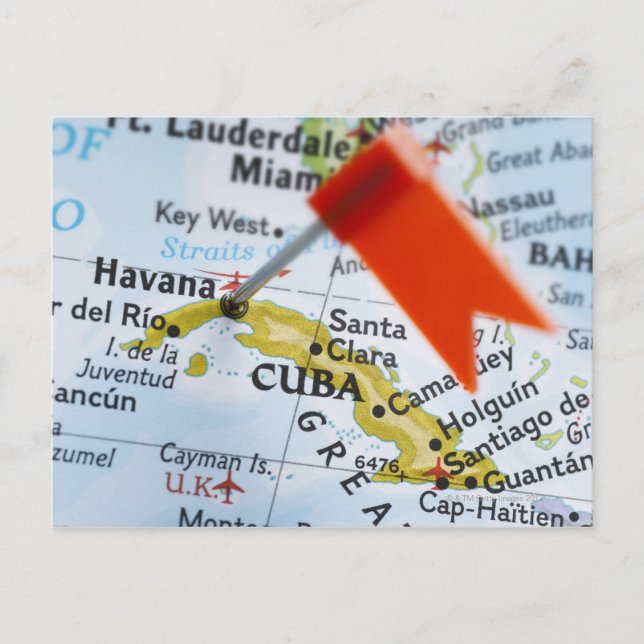 Postal Anclaje de mapa colocado en La Habana, Cuba en el  (Anverso)