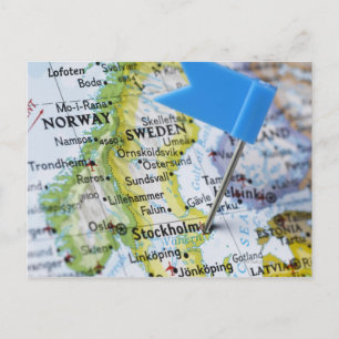 Postal Anclaje de mapa situado en Estocolmo, Suecia en el