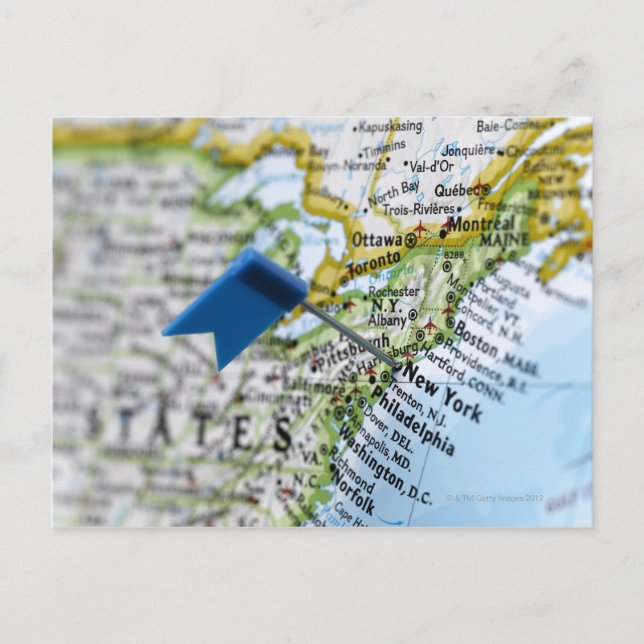Postal Anclaje de mapa situado en la ciudad de Nueva York (Anverso)