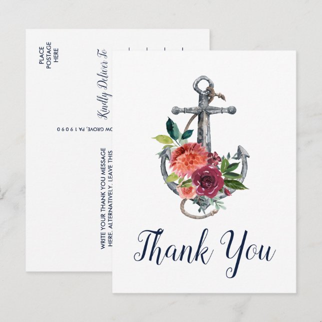 Postal Anclaje floral | Otoño Gracias (Anverso / Reverso)