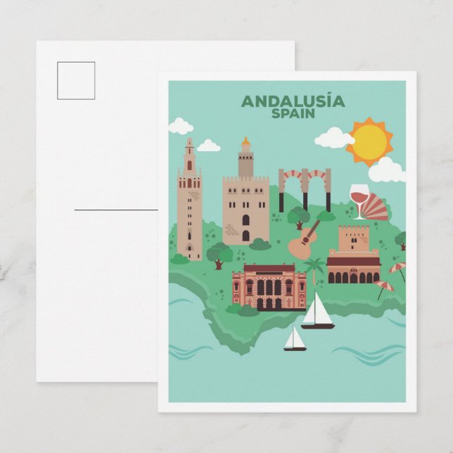 Postal Andalucía España vintage Viajes (Anverso / Reverso)