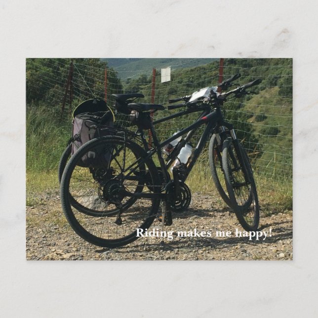 Postal Andar en bicicleta me hace feliz (Anverso)