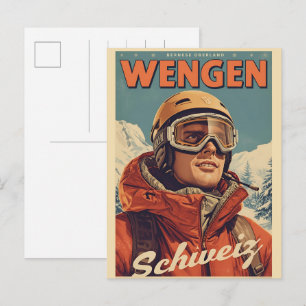 Postal Andermatt esquí vintage Suiza Alpes suizos regalos
