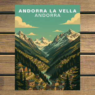 Postal Andorra la Vella, Andorra Pueblo Alpino Retro