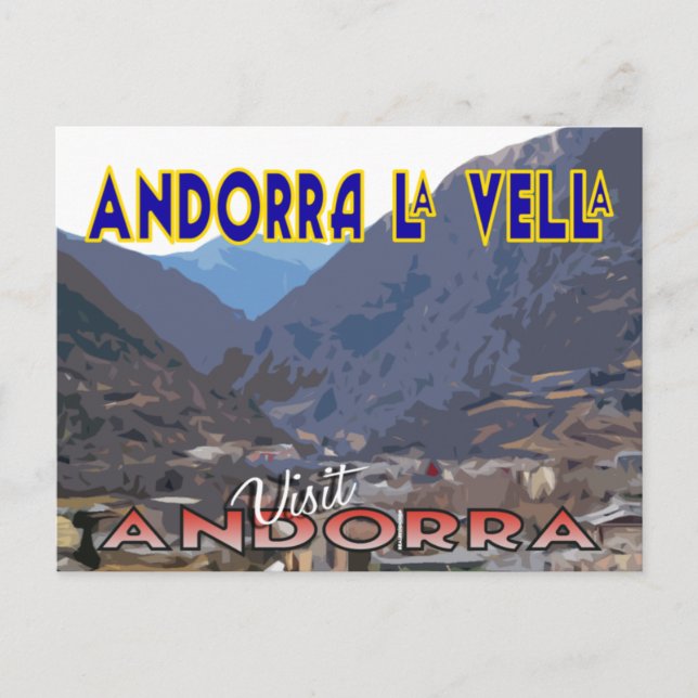 Postal Andorra La Vella, Visita Andorra (Anverso)